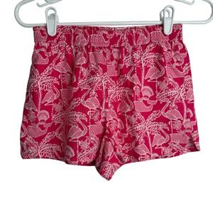 Vineyard Vines Kids Pink Flamingo Palm Tree Linen Blend Shorts Size Medium M